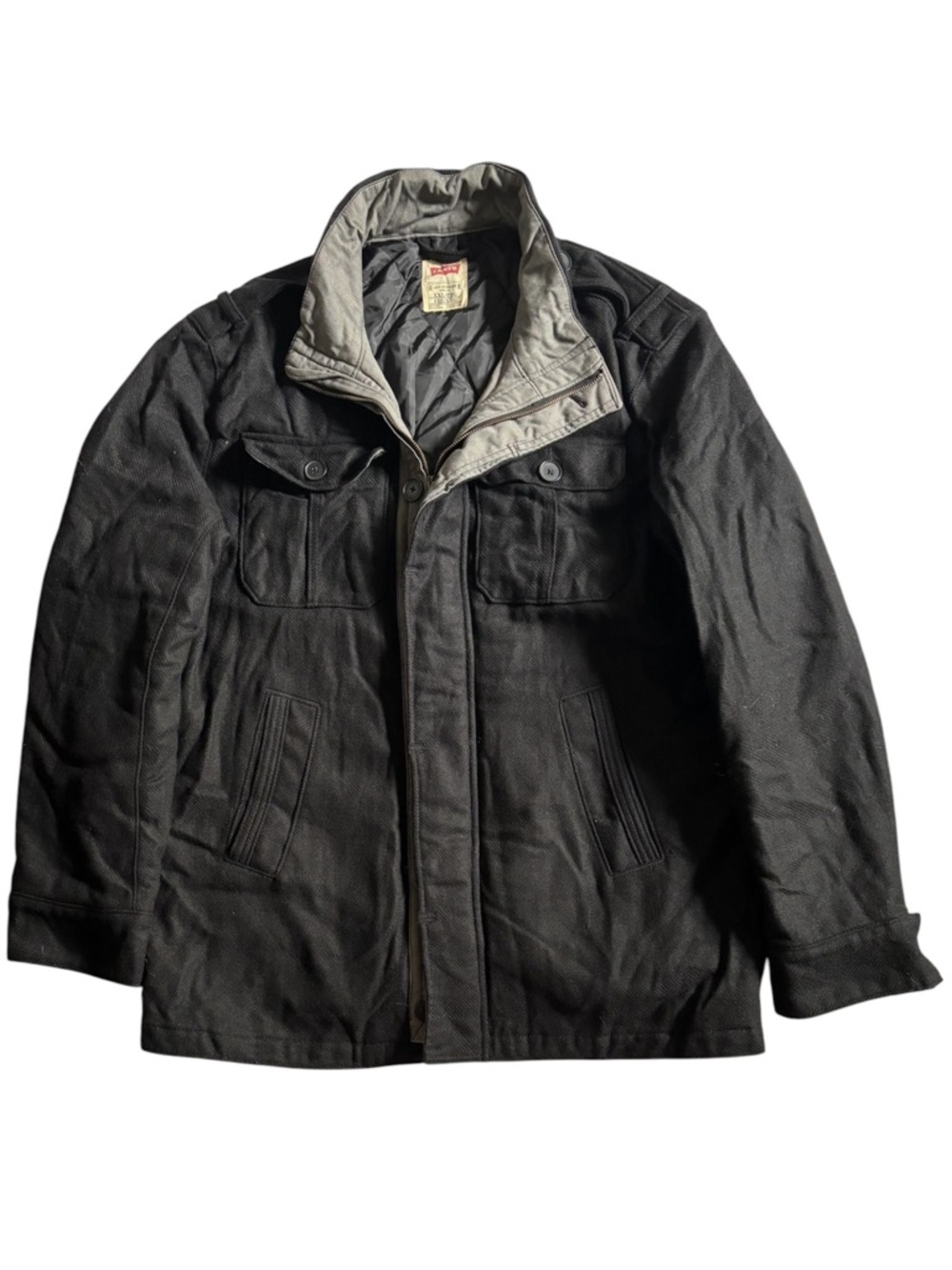 Levi's Black Military Field Jacket with Gray Quilted Collar